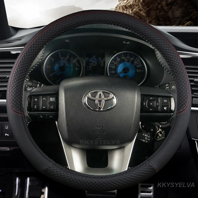 

Microfiber Leather Car Steering Wheel Cover For Toyota Fortuner 2016-2019 2021 2022 Hilux 2015-2019 2020 2022 Auto Accessories