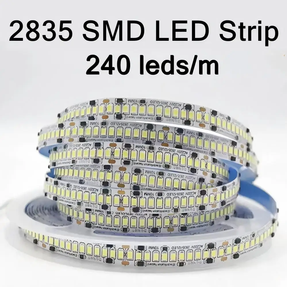 1/2/3/4/5m 2835 SMD 10mm PCB 1200 LED Strip Tape DC12V 24V IP20 Non Waterproof Flexible Light 240 Leds/m, White Warm White