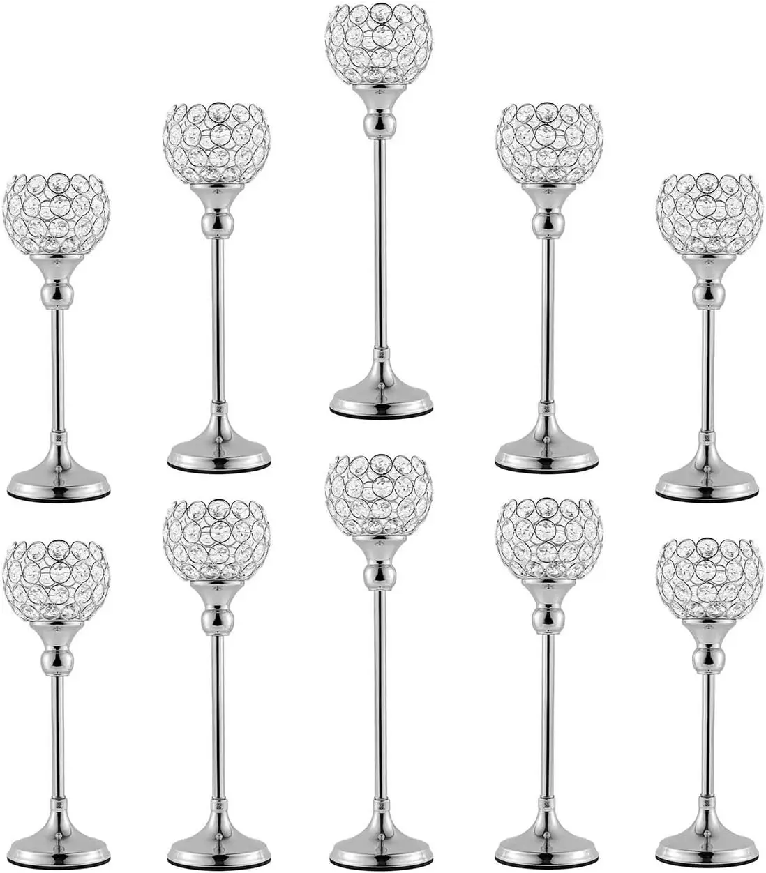 

Silver Crystal Candle Holders for Wedding Table 10Pcs for Anniversary Celebration Halloween Coffee Table Decorative Centerpieces