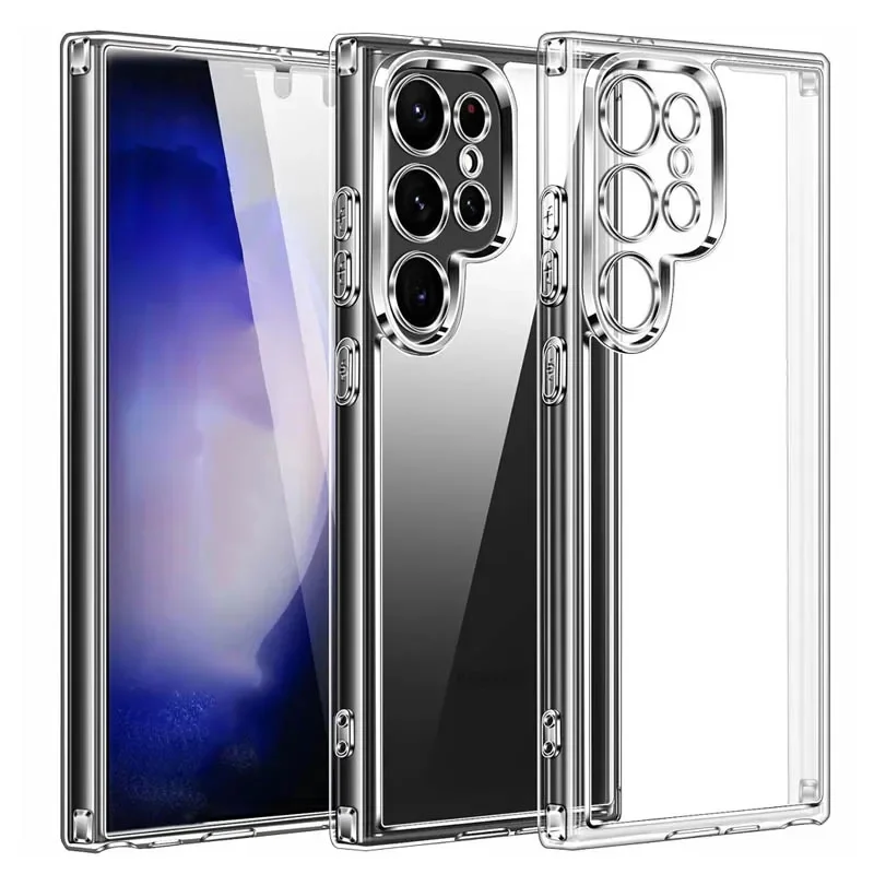 HD Transparent Original Telefon Fall Für Samsung Galaxy S25 S24 S23 S22 S21 S20 Ultra Plus FE Klar Schutz Weiche TPU Zurück Abdeckung