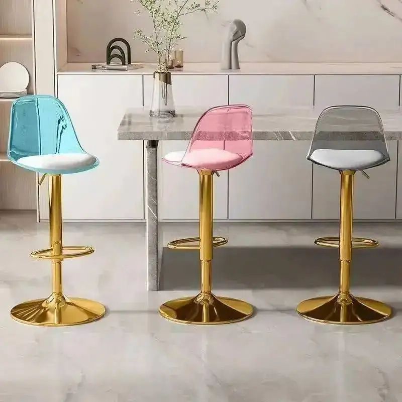 Party Swivel Bar High Reception Stools Relaxing Adjustable Acrylic Chairs Light Luxury Lounge Taburetes De Bar Home Furniture