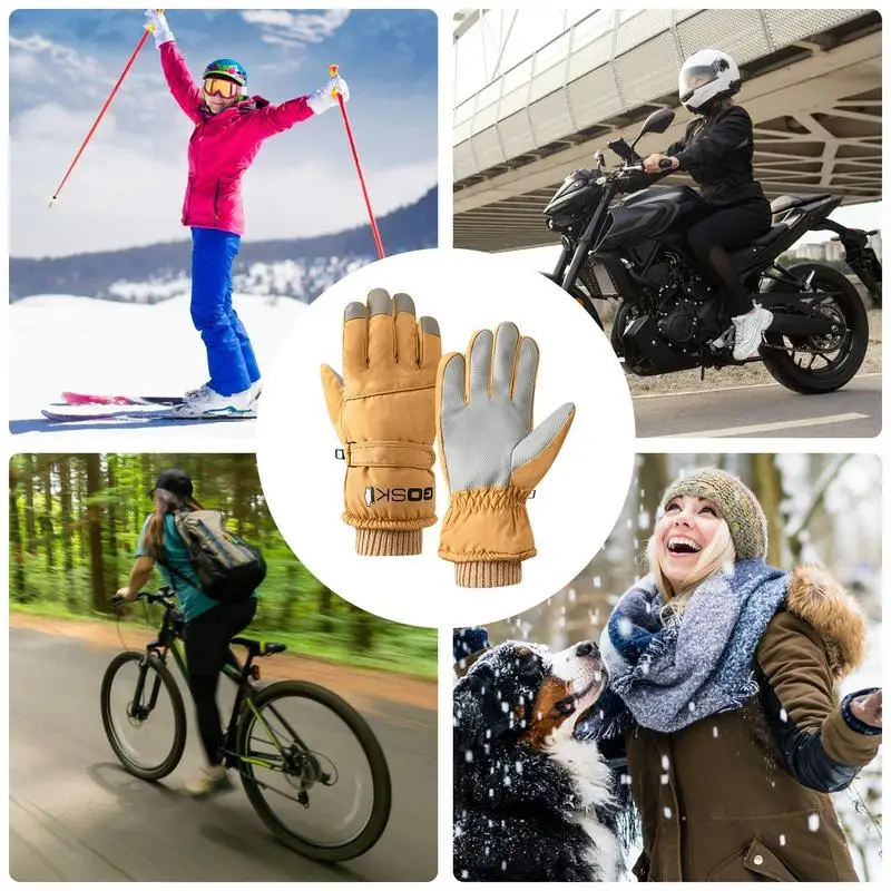 Guantes de esquí de Snowboard de invierno a prueba de viento, guantes de nieve cálidos, guantes de nieve delgados, impermeables, guantes de nieve