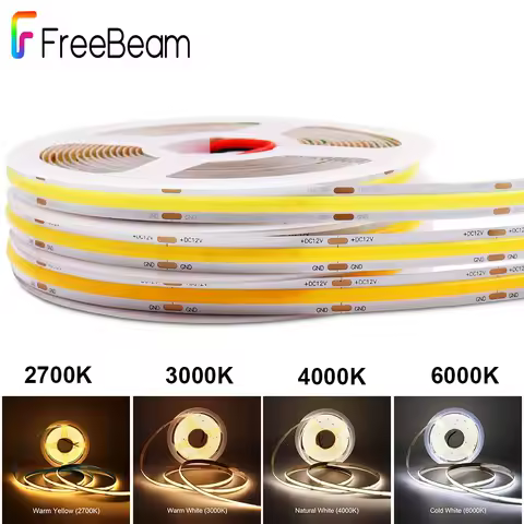 5M 10M LED Strip 12V 24V COB LED Light Strip Flexible Ribbon LED Light Dimmable Room Decor LED Tape 2700K 3000K 4000K 6000K 8mm