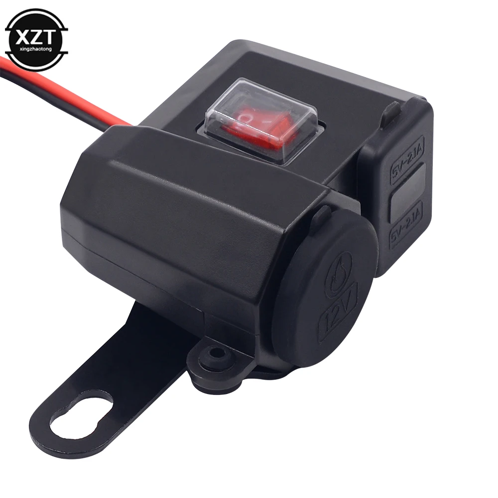 5V 2.1A Adapter Power Supply Dual USB Port Cigarette Lighter Socket Motorcycle Handlebar Phone Charger Digital Display