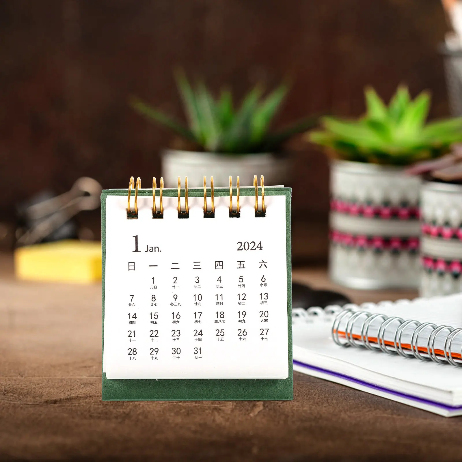 Standing Desk Calendar 2024 Dual Coil Small Desktop Monthly Planner Schedule Organizer for Office Home