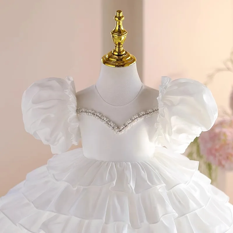 

Платье для подиума для девочек, легкое роскошное нишевое платье высокого класса на день рождения, детское свадебное платье с цветочным узором для девочек, свадебное платье для маленьких девочек, первый день рождения