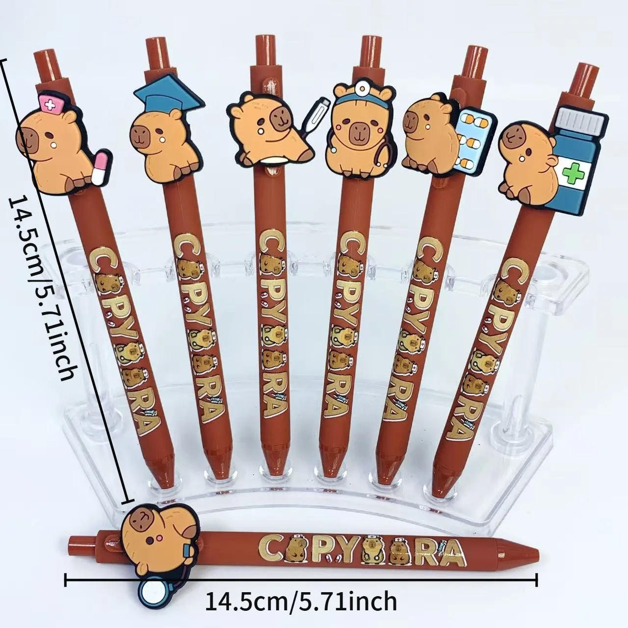 Bolígrafos con tema médico Capybara marrón, papelería creativa de forma médica para estudio, 12 Uds./18 Uds.