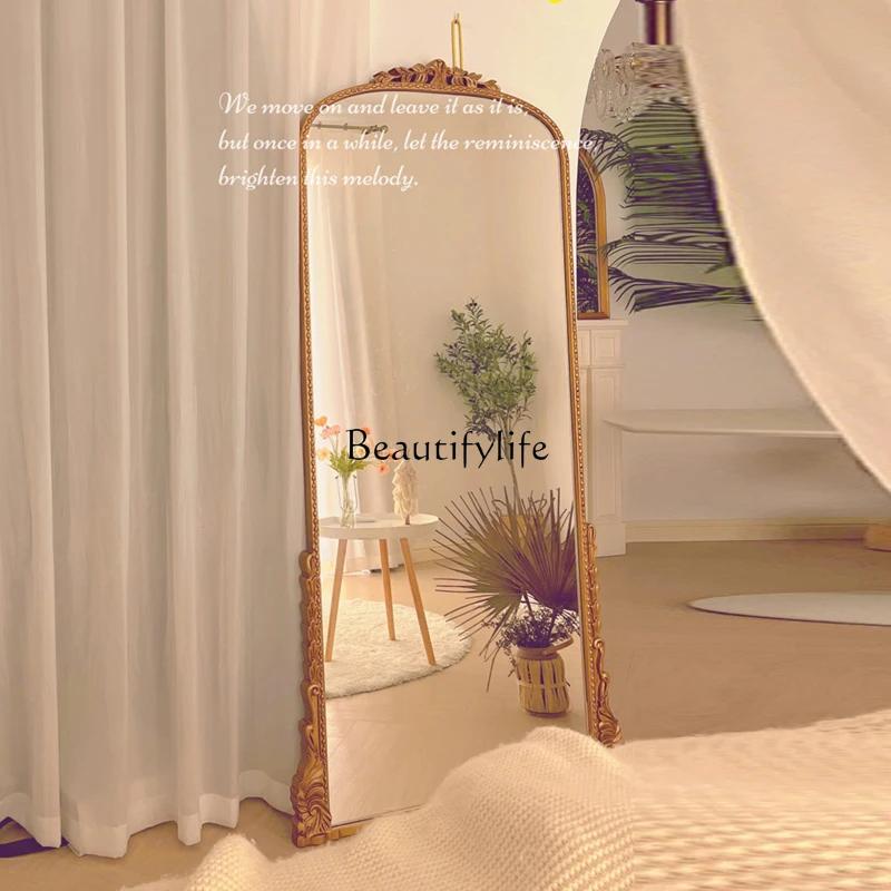 

ls 30 French retro full-body mirror home living room American floor mirror European engraving