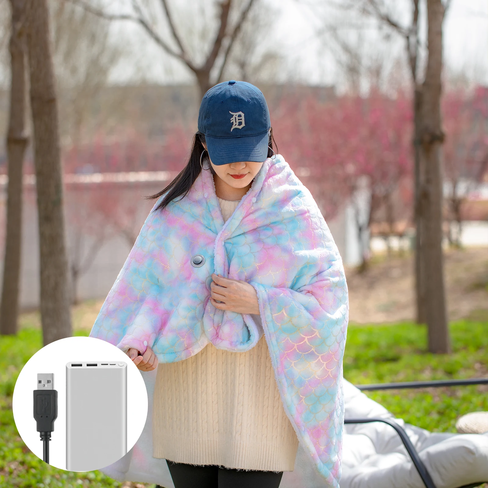 

Usb Heated Shawl Heated Blanket Electric Knee Blanket Faux Fur Warm Knee Foot Shawl Winter Home Office