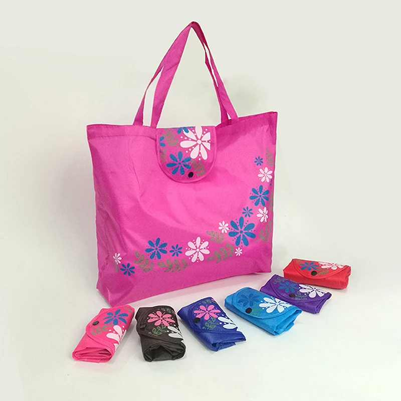 Bolsa floral reutilizável para mulheres, bolsa de compras dobrável de grande capacidade, pano Oxford, bolsa de mercearia casual, bolsa durável para senhoras, nova