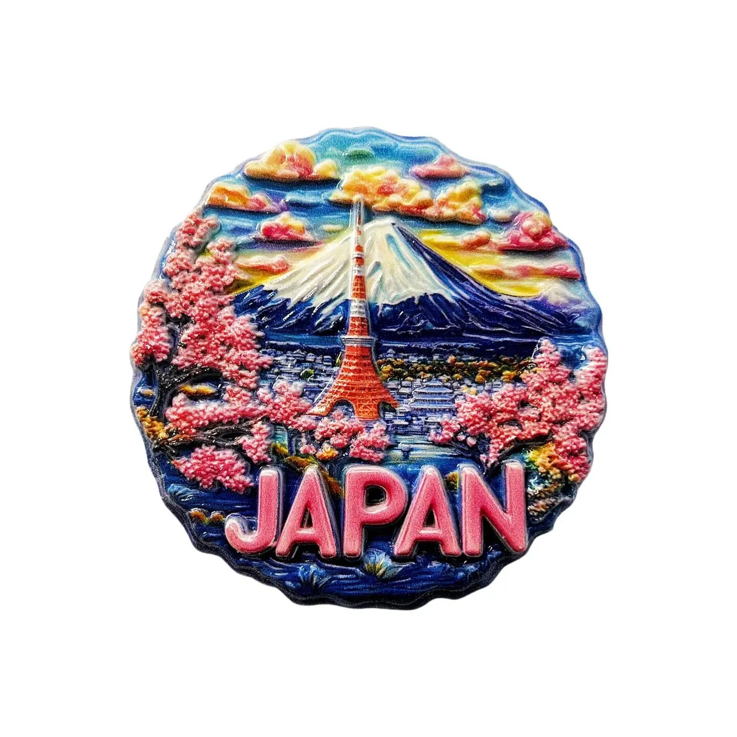Japanese Creative Resin 3D Tokyo Tower, Mount Fuji, Cherry Blossom Scenery Tourist Souvenir Magnetic Refrigerator Magnet Gift