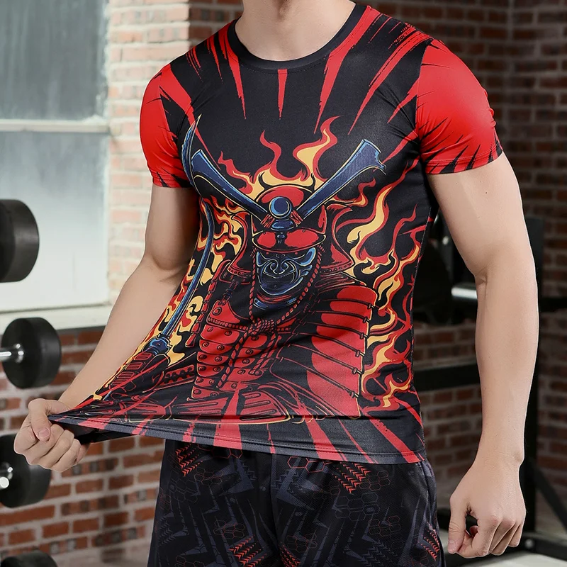 High Quality Mens Fitness Quick Drying  Sport Short Sleeve Compression Tees  wear For Fitness Running and Cycling
