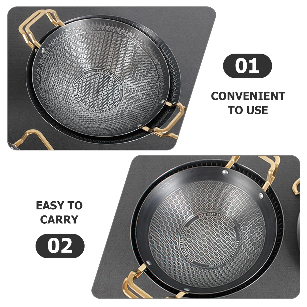 

Non Stick 24cm Stainless Steel Black Gold Handles Cookware Fry Griddle Wok Stove Kitchen Dry Wok For Stove Pot