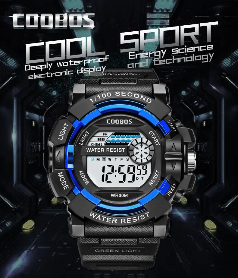 Digital Watch for Men Fashion Sport Outdoor Luminous Military Wristwatch Top Brand 30M Waterproof Multifunction Electronic Clock