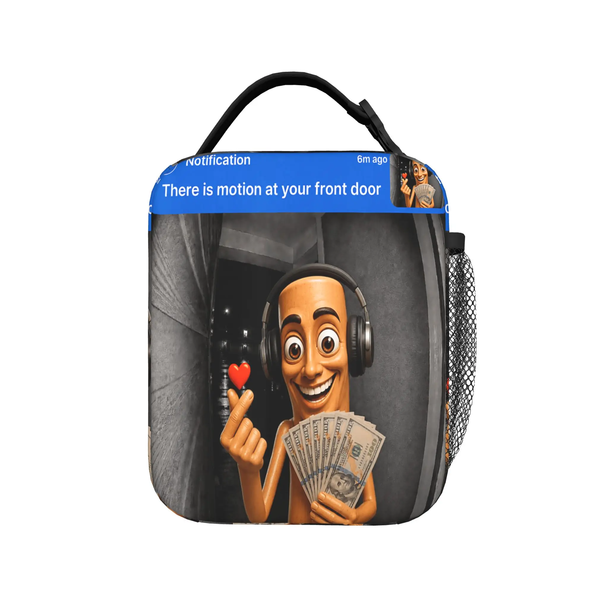 There is Motion At Your Front Door Tung Sahur Funny Meme Lunch Bag  Travel Lunch Box For Women Funny Print Thermal Lunch Bags
