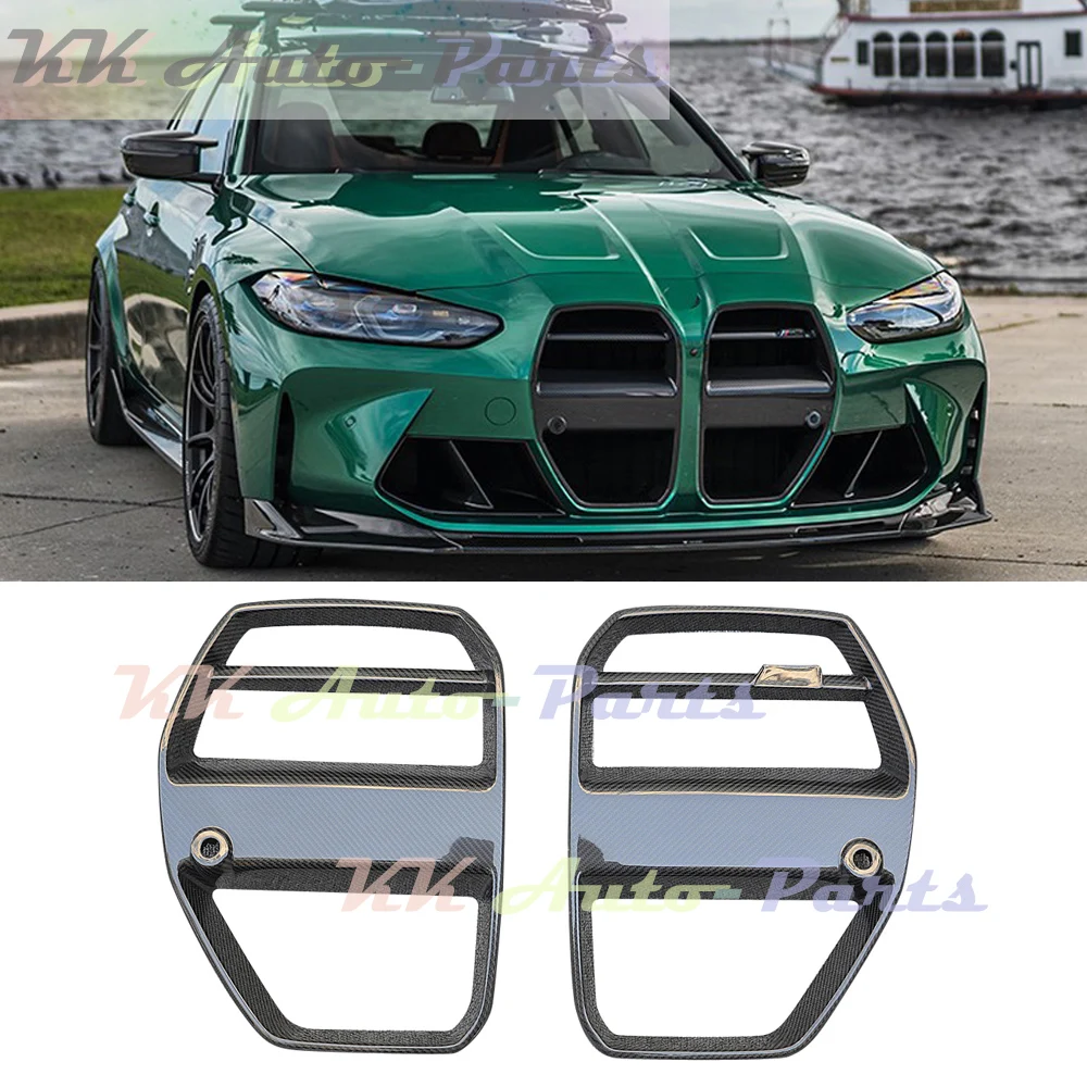 For BMW G80 M3 G82 G83 M4 2021 + Real Dry Carbon Fiber Front Grill Cover Trim Grille Replacemen Auto Tuning