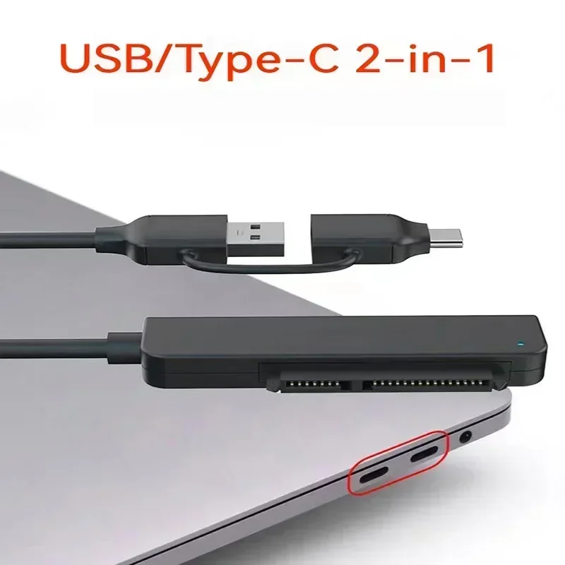 Câble adaptateur de disque dur USB 3.0 Type-C vers SATA SSD, 5Gbps, transmission de données à grande vitesse, 22 broches, convertisseur HUB USB pour disque dur de 2.5 pouces