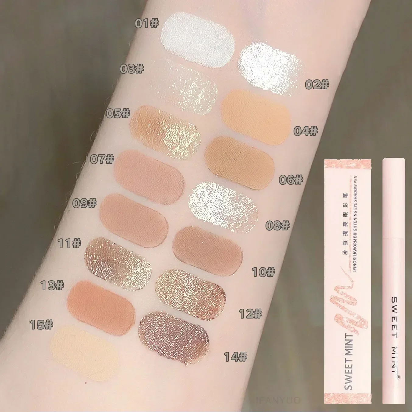 Flash Pearl Oogschaduwpotlood Waterdicht Fijne Flash Eye Markeerstift Blijvende Zijderups Eyeliner Wit Zilver Verhelderende Pen Make-up