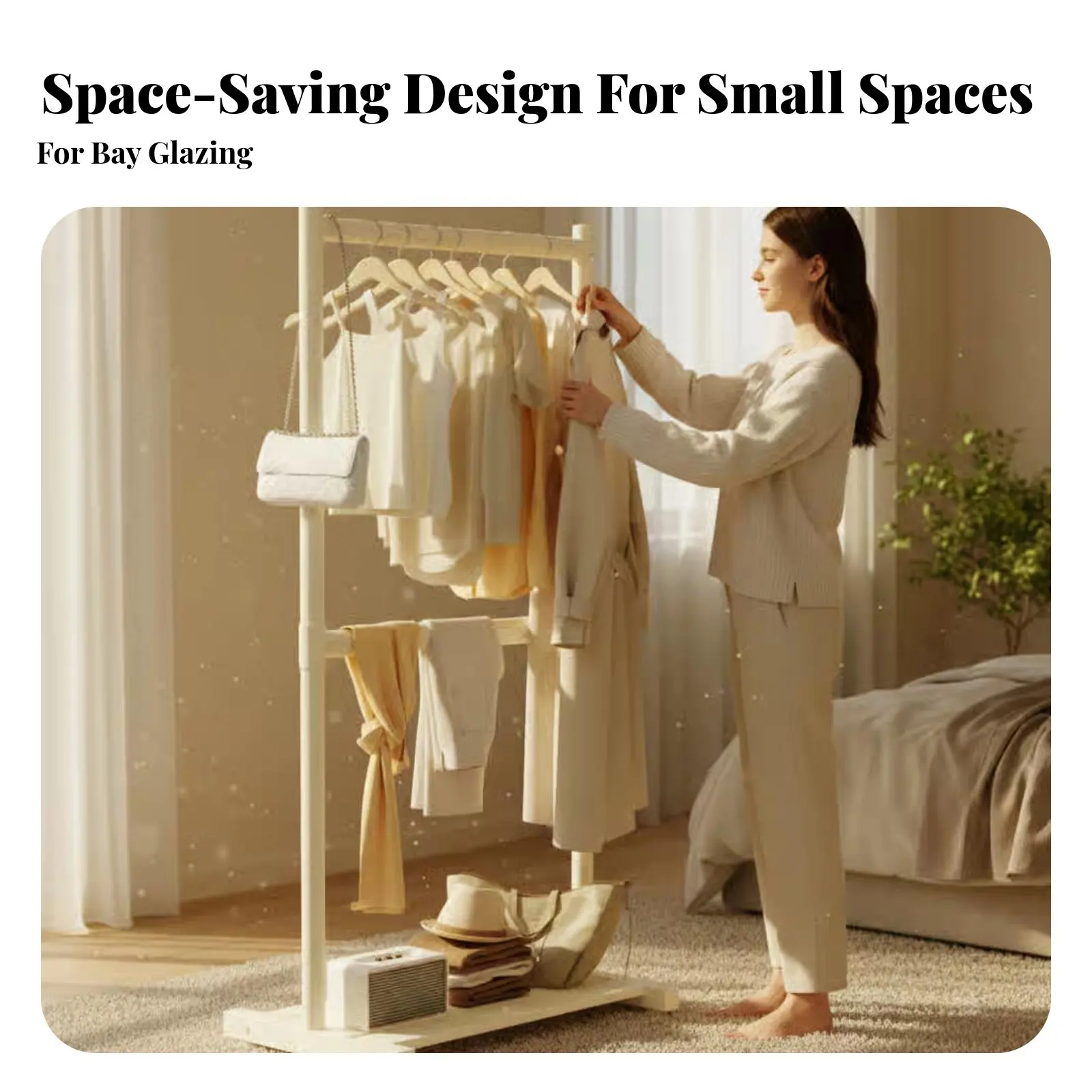 

Компактная вешалка для одежды с местом для хранения, экономящая пространство, органайзер для одежды, напольная, легко собирается, для арендаторов, для спальни