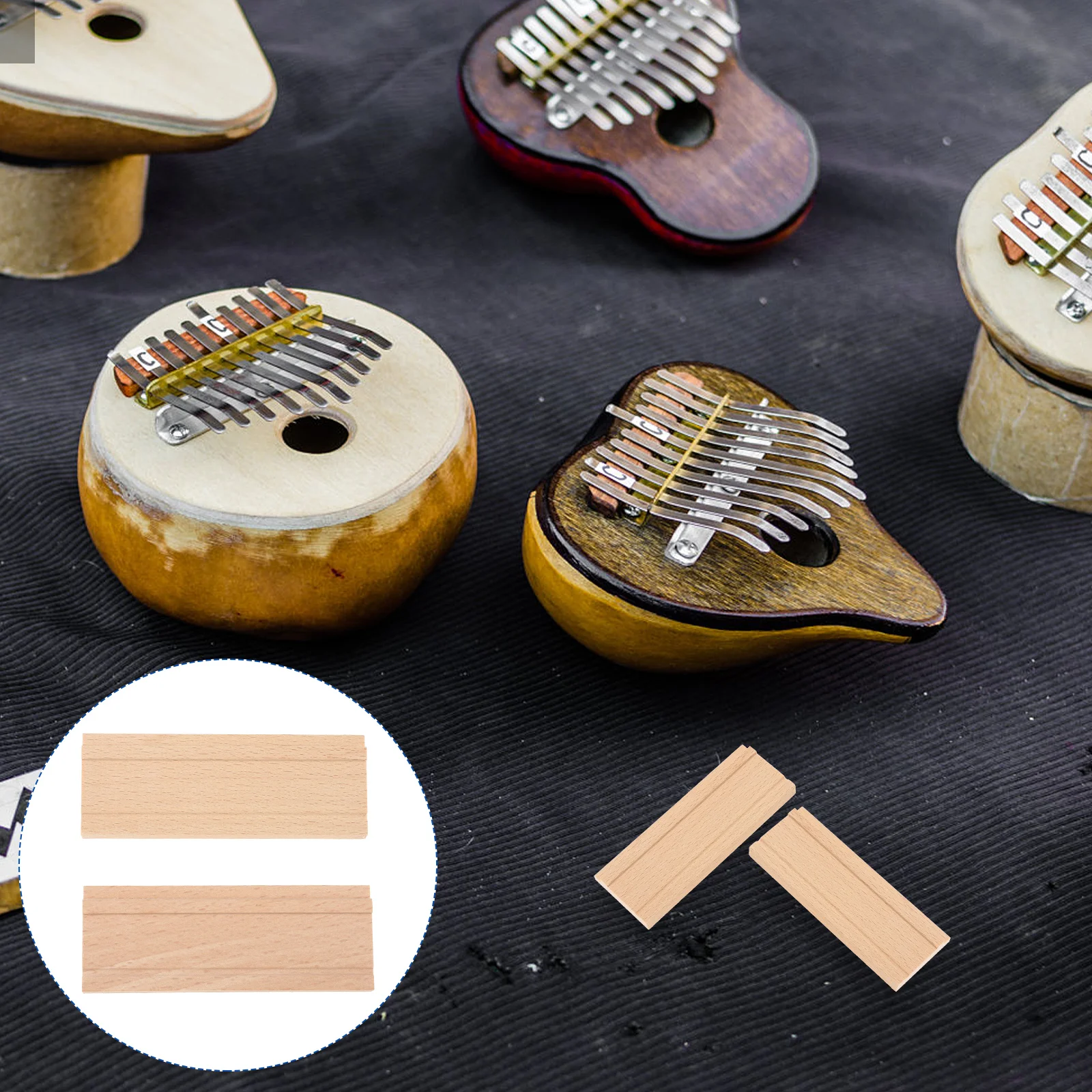 

2 PCS Thumb Piano Sleeper Musical Instrument Accessories Natural Wood Kalimba Bridge Nut Supply Small Accessory
