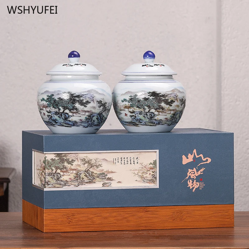 Chinese tea pot gift box Ceramic tea pot Sealed tea box Cosmetic packaging bottles Ceramic jar with lid Liquid container  gifts