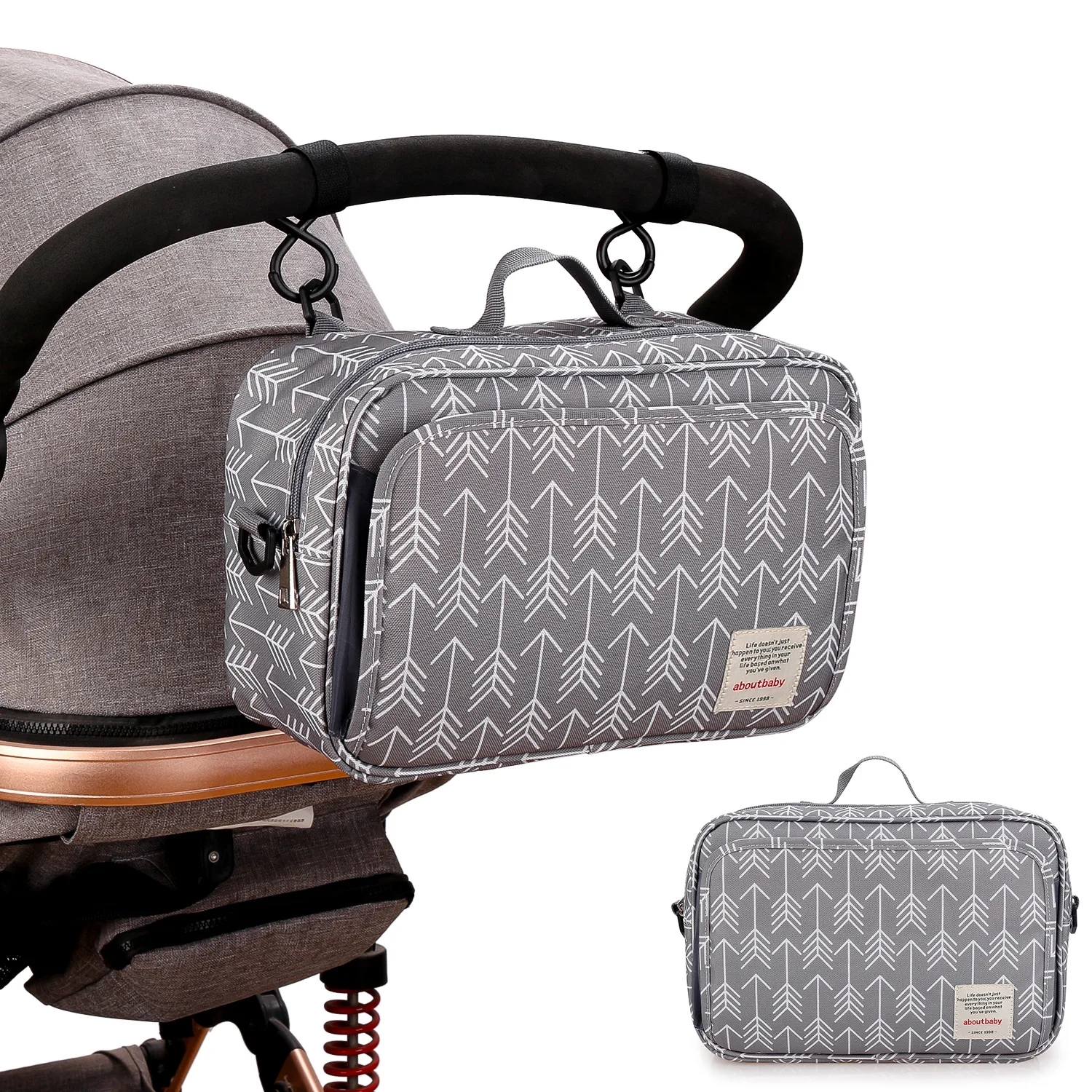 Waterproof Stroller Stroller Bag Storage Stroller Trailer Diaper Bag Baby Out Travel Mommy Diaper Bag with Shoulder Strap Hook