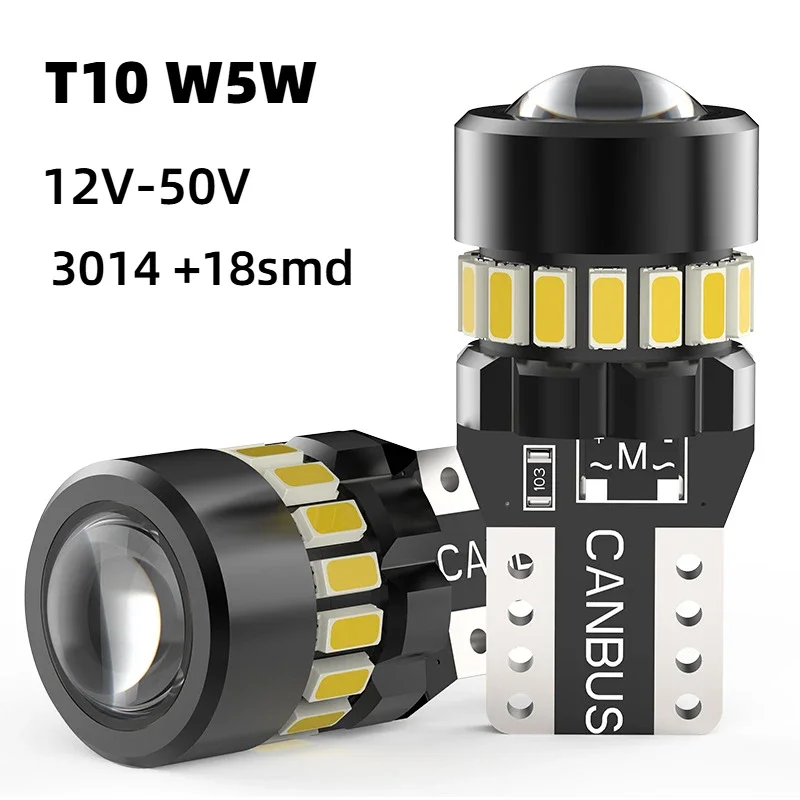 2pcs T10 W5W LED Canbus No Error 194 168 Bulb 5W5 5W 12V-50V 1000LM Super Bright Car Interior Side Light License Plate Lamp Auto