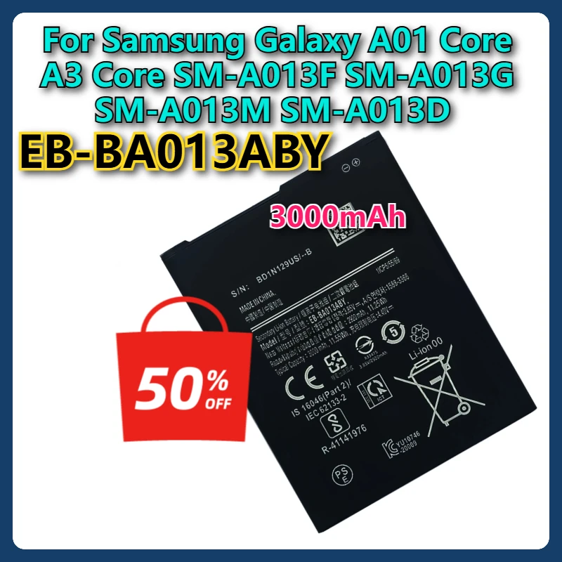 EB-BA013ABY 3000mAh العلامة التجارية الجديدة بطارية الهاتف المحمول لسامسونج غالاكسي A01 كور A3 كور SM-A013F SM-A013G SM-A013M SM-A013D