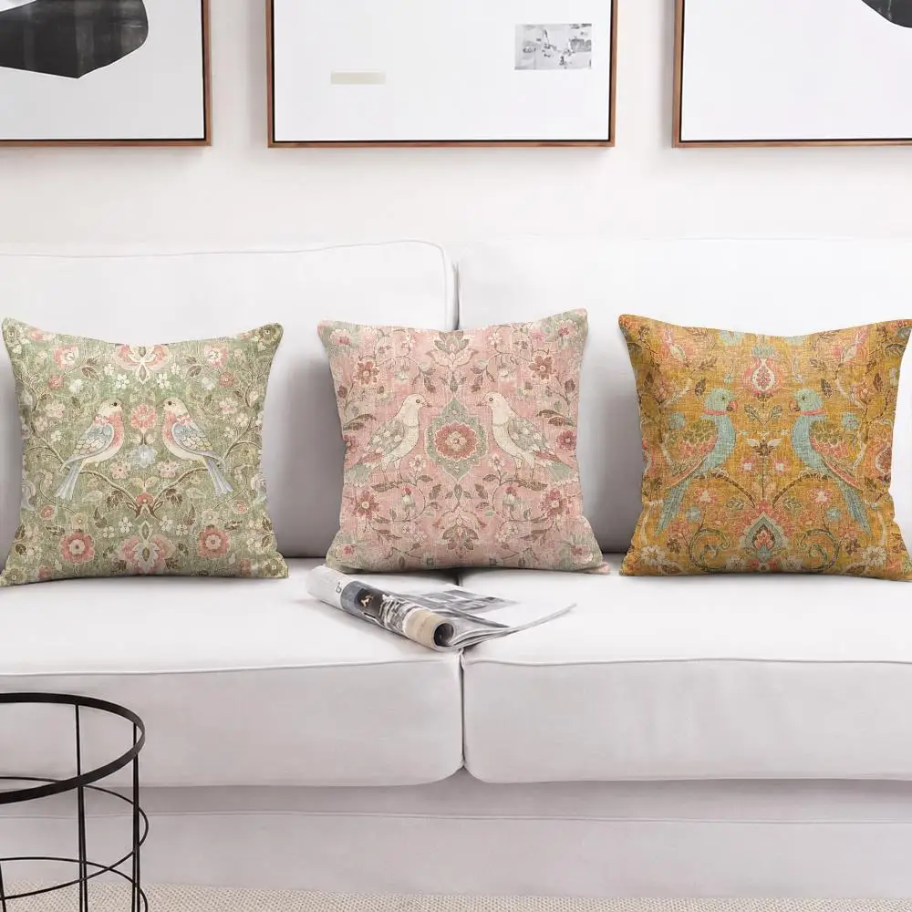 Turkish Folk Floral Pattern Cushion Cover Soft Short Plush Pillow Cases Hidden Zipper Cutecore Sofa Bedroom Home Decor Gift