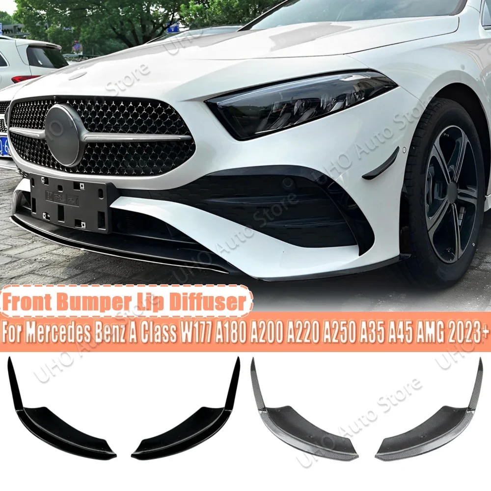 Car Bumper Strip Lip Spoiler Diffuser Splitter Scratch Side Skirt For Mercedes Benz A Class W177 A180 A200 A35 A45 AMG 2023 2024