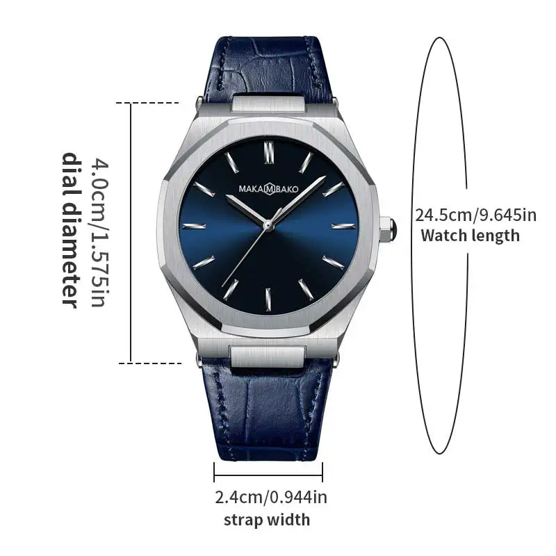 2025 جديد الرجال العلامة التجارية اليابانية حركة الكوارتز 40 مللي متر جلد أسود نمط الأعمال 3Bar مقاوم للماء الرياضة العسكرية ساعة للرجال