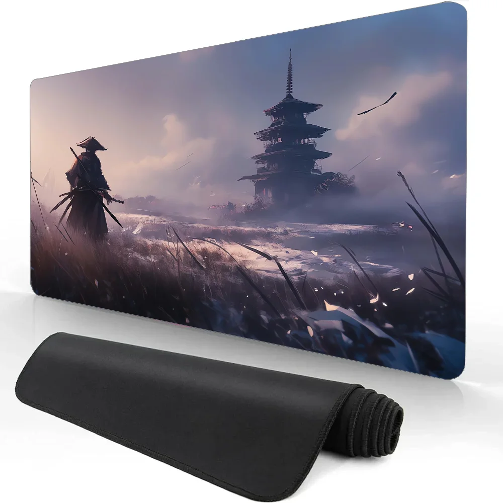 

Samurai Warrior Mouse Pad Gamer Computer Accessories Keyboard Table Mat Black Mousepad Company Gaming Laptop Desk Accessory Pc