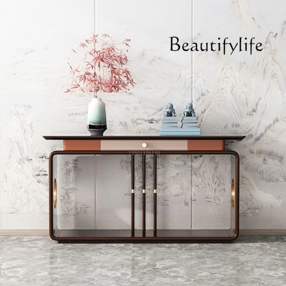 

entrance cabinet Entry ebony wood end view platform Light luxury middle hall New Chinese-style entrance platform Entrance hall