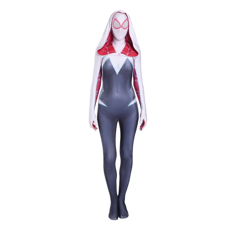 Costume de Cosplay Gwen Stacy pour Femme et Fille, Tenue d'Halloween, Masque de Carnage Symbiote Venom, Capuche Zentai Trempée, Anti-Gwenom