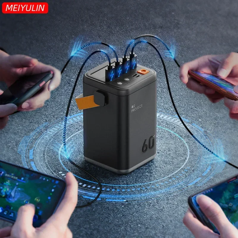 Portable Emergency Power Supply Station 60000mAh 65W Fast Charging Outdoor Spare Battery Powerbank For IPhone Xiaomi IPad Laptop