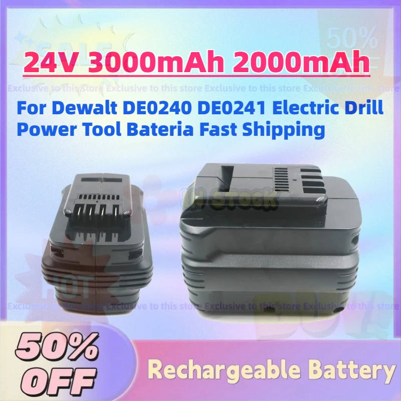 New 24V 3.0Ah 2.0Ah NI-MH NI-CD Rechargeable Battery for Dewalt DE0240 DE0241 Electric Drill Power Tool Bateria Fast Shipping
