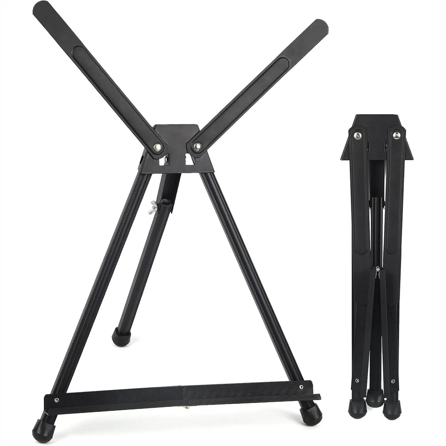 Adjustable Tabletop Easel for Displaying Artwork, Photos, and Signs, 15-21 Inch, Black Tripod with Rubber Feet