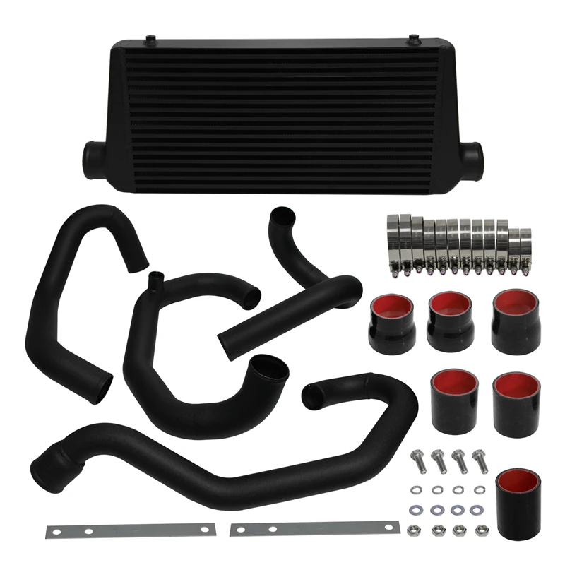 Upgrade Black Aluminum Front Intercooler Kit for Subaru Impreza GC8 WRX STI 2.0L Turbo EJ20 1996-2000