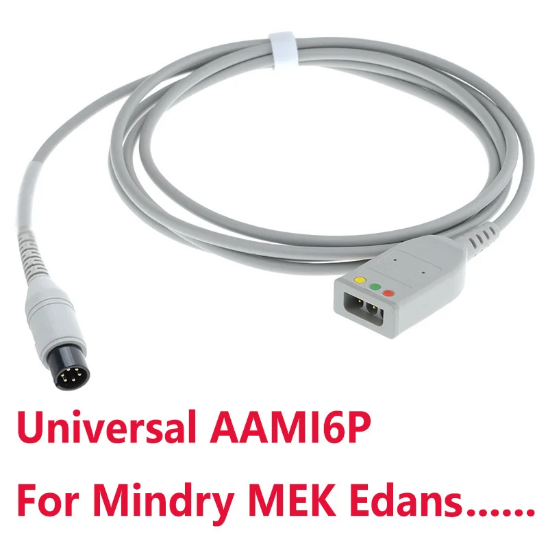 

6Pin To 3/5 Leads ECG EKG Trunk Adapter Extension Cable Compatible AAMI6P Mindry MEK Edans Patient Monitor,Without Resistance.