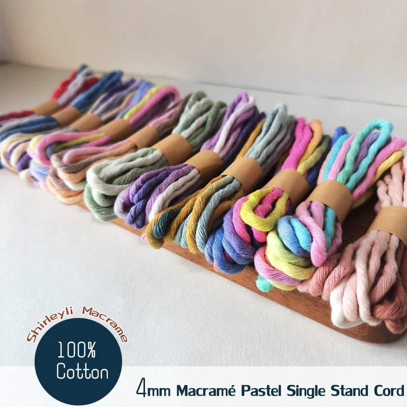 4mm Scrap Bundle Packs Macrame Cords Single twist Rainbow Pastel Variegated macrame rope, Weaving Cotton Cord, Craft support