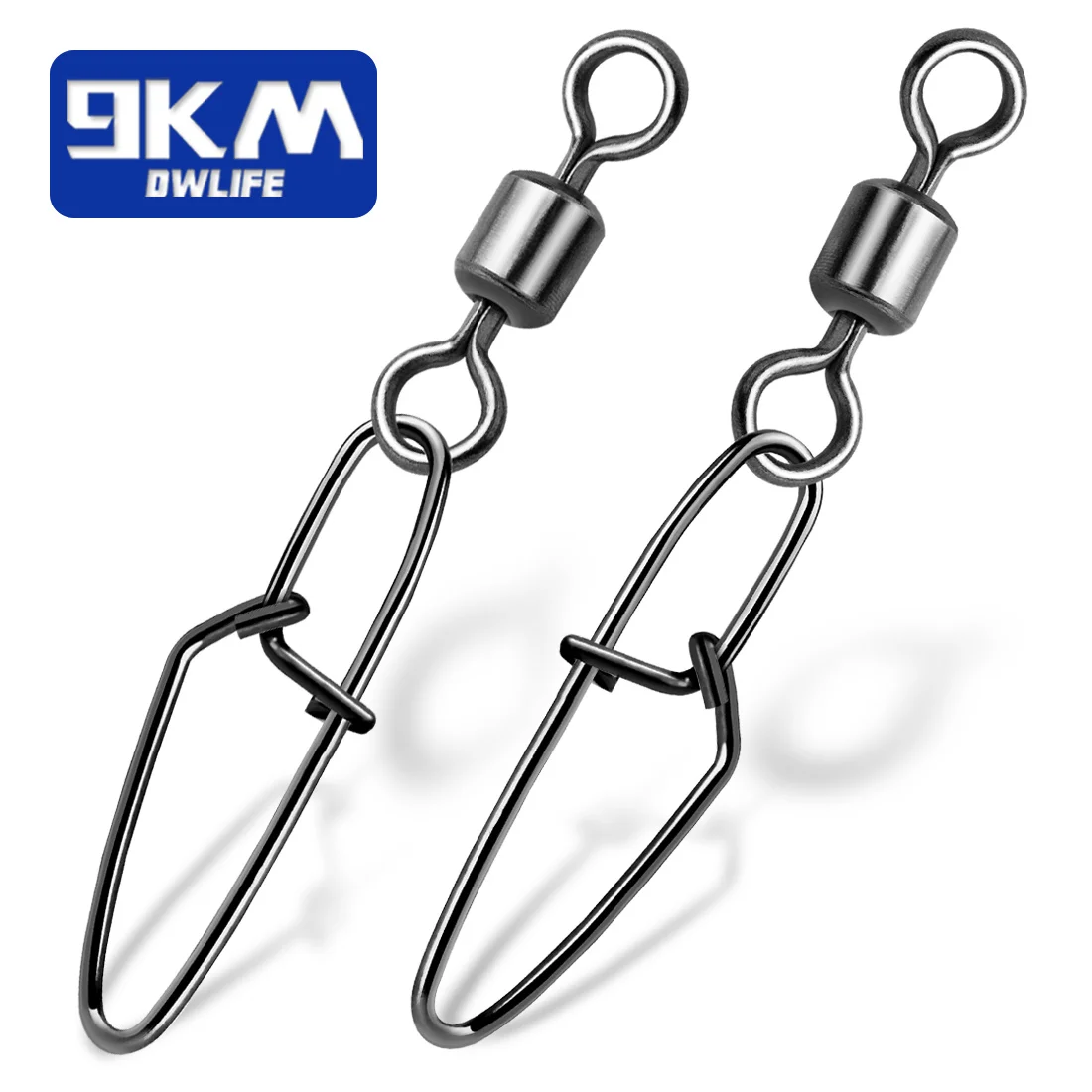 50Pcs Fishing Swivels Snap Cross-Lok Snap Swivel Stainless Steel Saltwater Fishing Lure Connector Barrel Clip Swivels Tackle