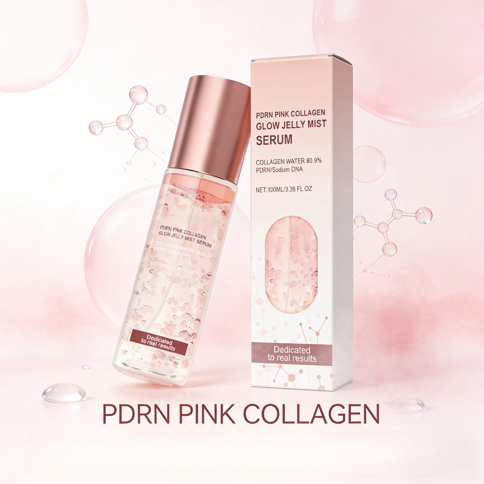 Pink Jelly Vegan Collagen Face Serum Hydrating Firming Anti Aging Lightweight Non Greasy Moisturizing Brightening Spray Essence
