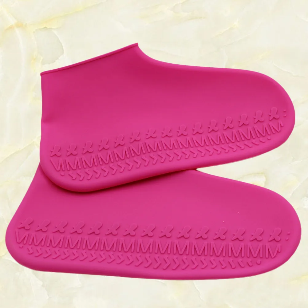 

1 Pair Waterproof Rain Shoe Covers Thickened Silicone Anti-Slip Shoe Protector Unisex Rain Shoes Cover Pink Size S Outdoor