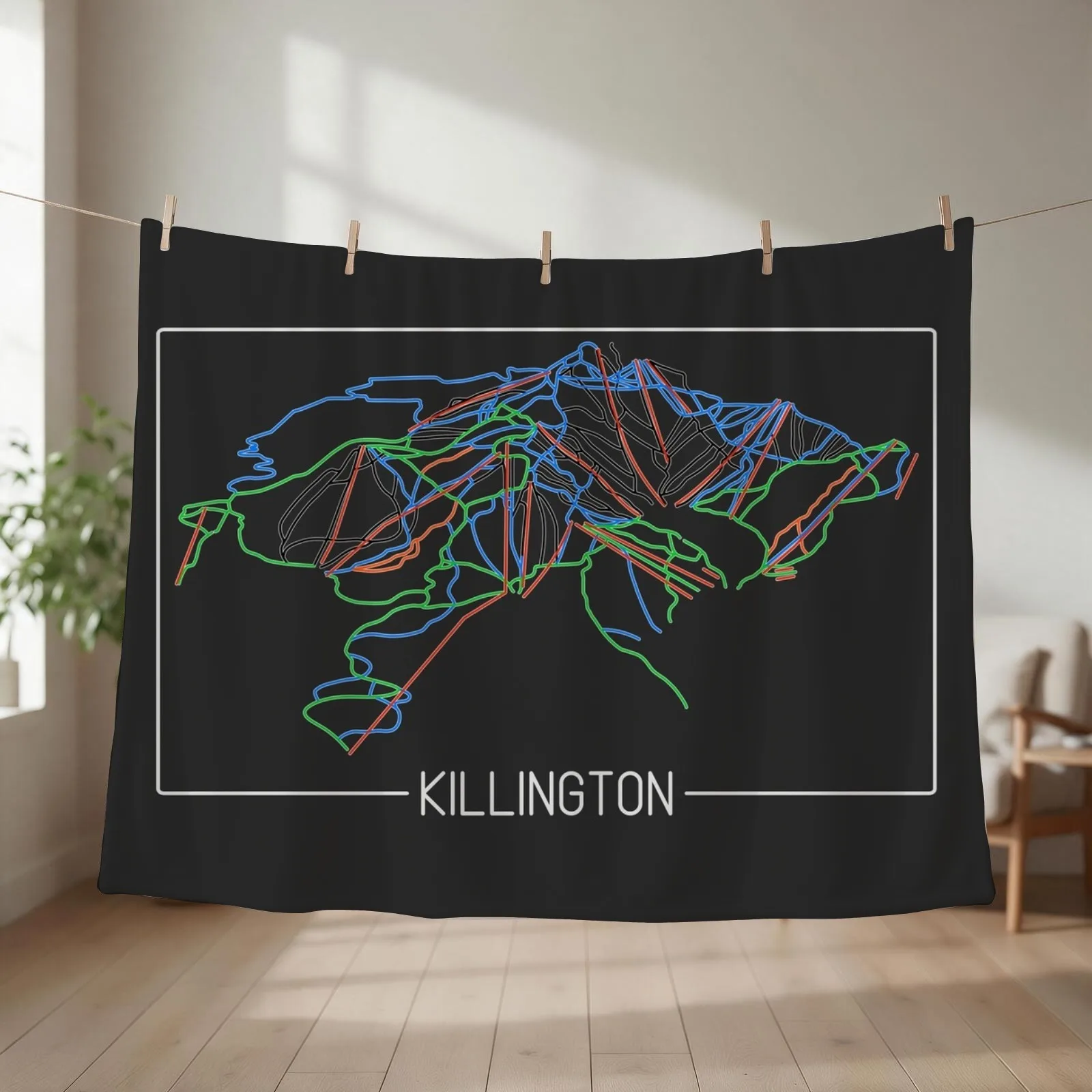 Killington Trail Rating Map Throw Blanket couch cozy soft plush fuzzy picnic outdoor blanket