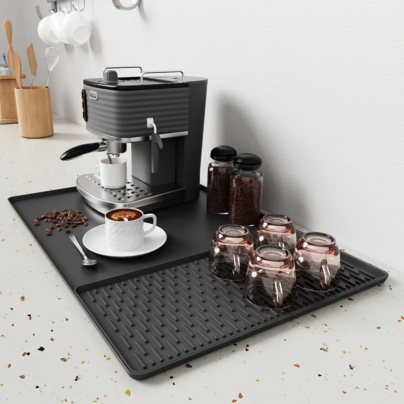 2 InSilicone Coffee Mat Coffee Machine Mat Waterproof Non Slip Coffee Bar Mat Countertop Protector Drying Mat Coffee Accessories