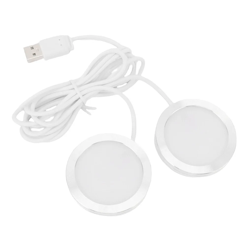 Dual Head LED Spotlight 5V USB Powered Round Under Counter Light Surface Mounted Neutral Light 4000K Model Display Lamp