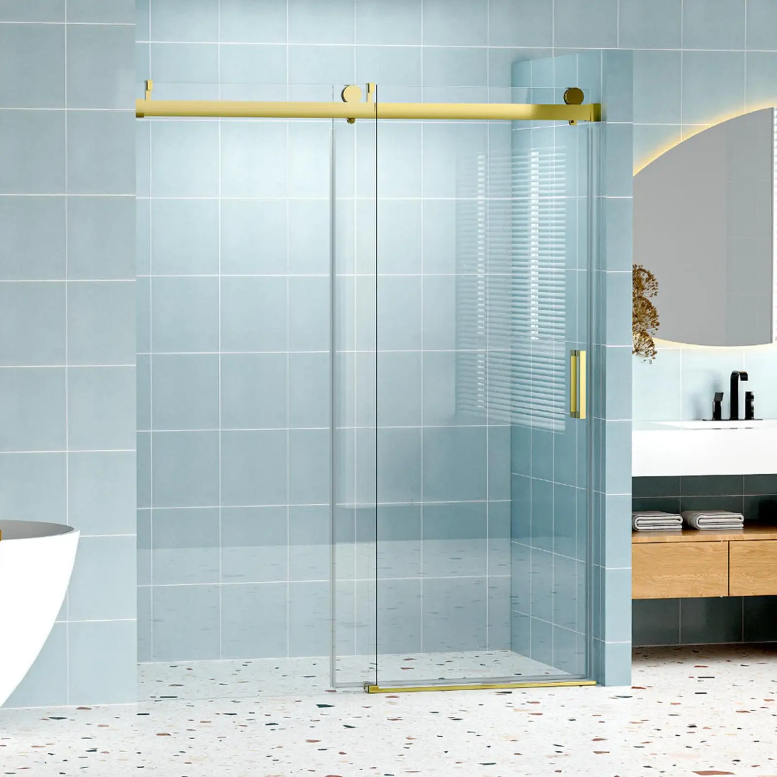 

56" - 60" W x 76" H Frameless Soft-closing Single Sliding Shower Door, 1/4"