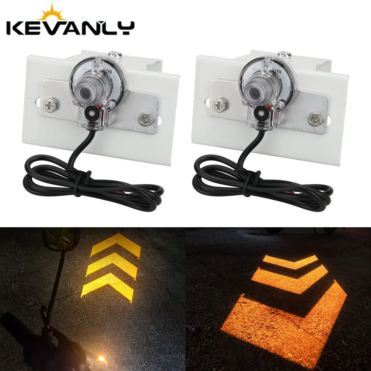 Motorcycle Projection Turn Signal Indicator Arrow Style Projection Side Lamp Universal Amber Blinker Lights Night Running Light