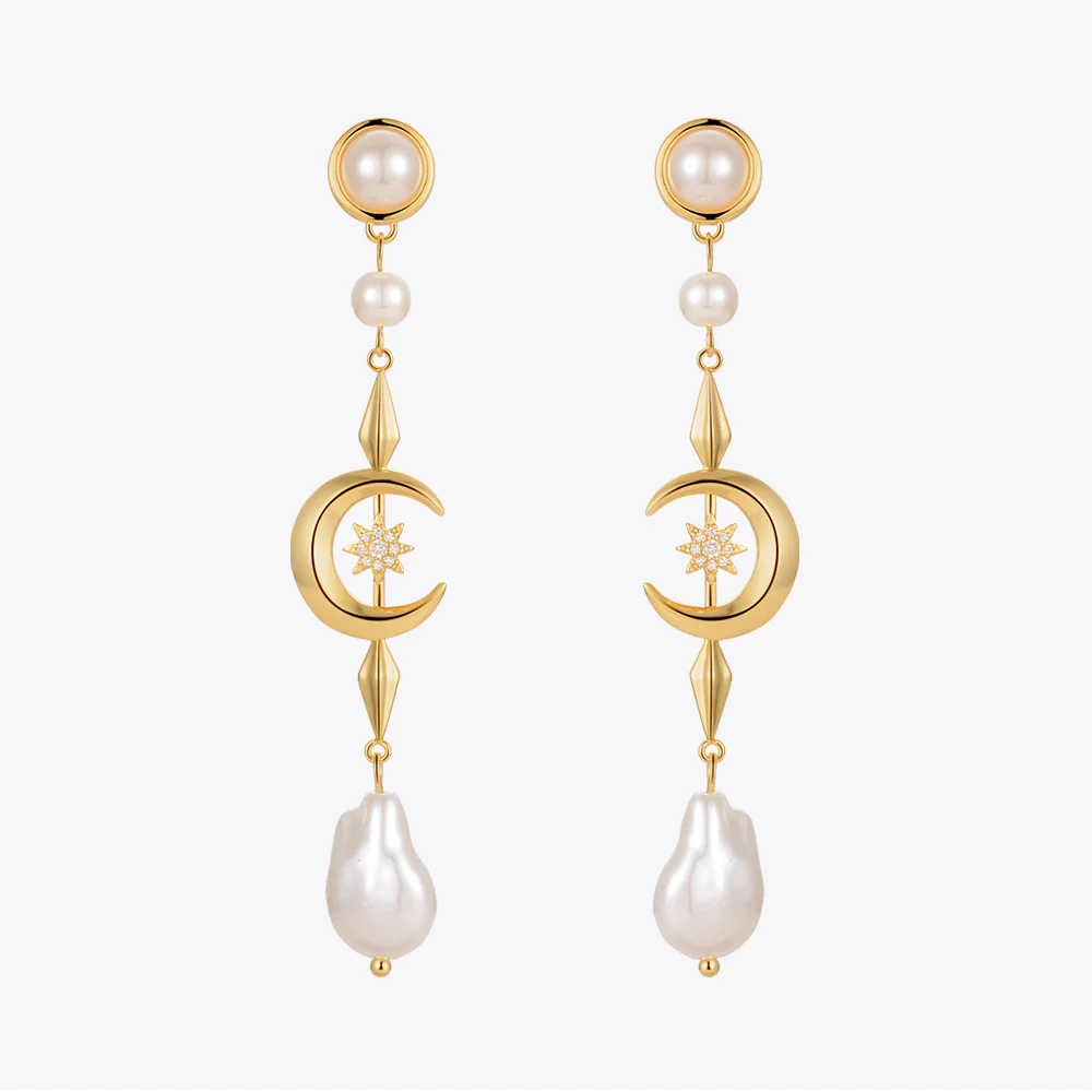 

ENFASHION Original Star Moon Drop Earrings For Women Dangle Earings Fashion Jewelry Kolczyki Gold Color Zircons Wedding E221372