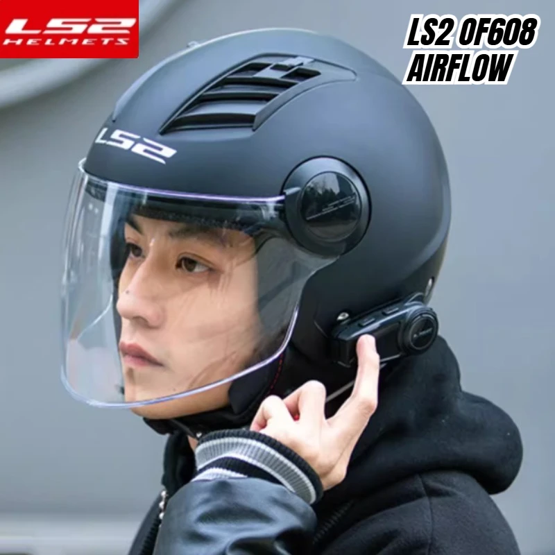 

LS2 OF608 AIRFLOW Half Helmet for Men and Women Summer Three-quarter Helmet Motorcycle Electric Vehicle Motobike Large Size 4XL
